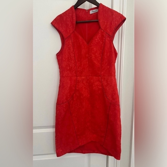 Lumier by Bariano high low jacquard dress Sz. L red - Picture 1 of 6